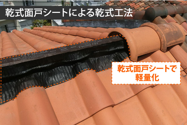 乾式工法は乾式面戸シートで屋根を軽量化します