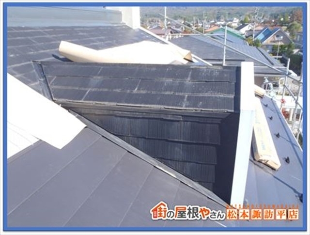 伊那市｜スレート屋根の欠落を確認｜ガルバリウム鋼板でカバー工法10