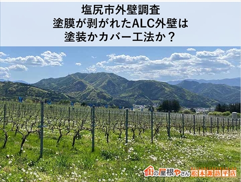 塩尻市外壁調査|塗膜が剥がれたALC外壁は塗装かカバー工法か?