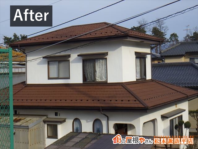 安曇野市屋根カバー工法施工後