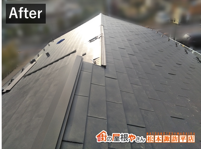 安曇野市屋根葺き替え工事　施工後屋根状況
