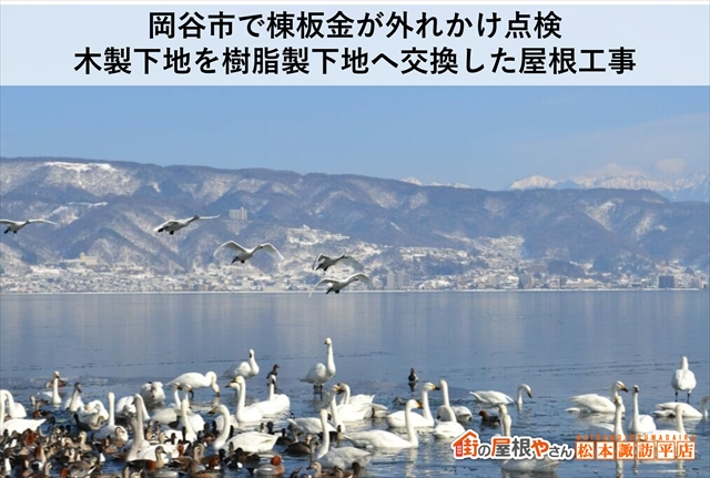 岡谷市で棟板金が外れかけ点検：木製下地を樹脂製下地へ交換した屋根工事