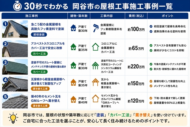 岡谷市の屋根工事施工事例5選｜塗装・カバー工法・葺き替えを実例で解説