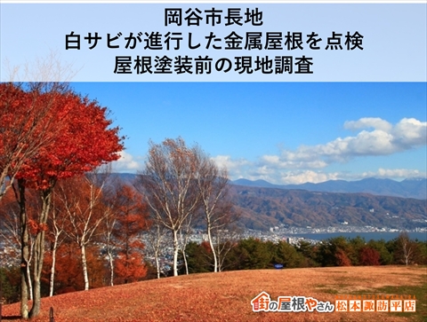 岡谷市長地｜白サビが進行した金属屋根を点検｜屋根塗装前の現地調査