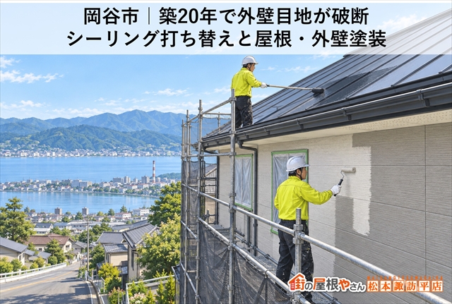岡谷市｜築20年で外壁目地が破断｜シーリング打ち替えと屋根・外壁塗装