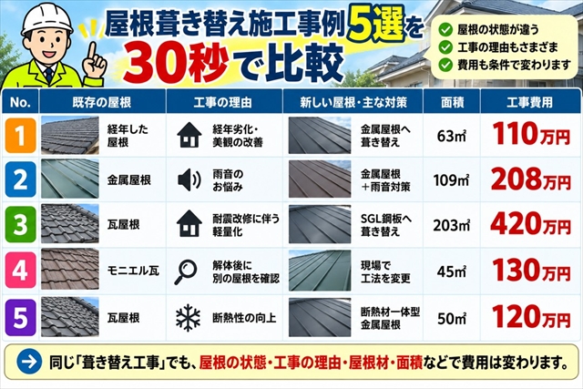 松本市｜屋根葺き替え工事の費用と施工事例5選｜瓦から金属屋根へ1