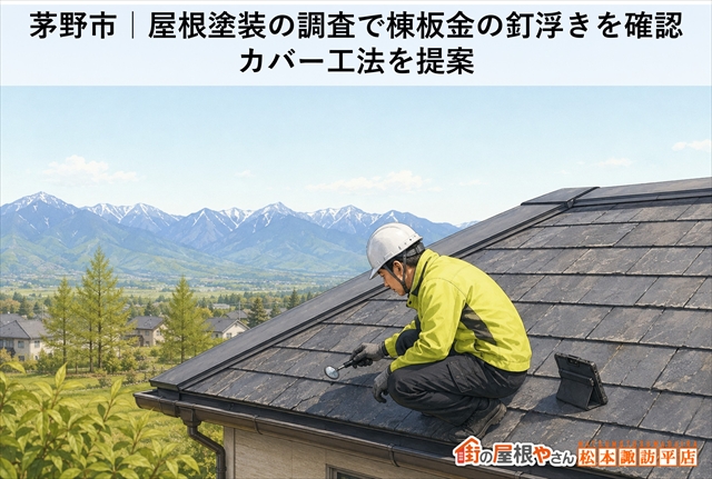 茅野市｜屋根塗装の調査で棟板金の釘浮きを確認｜カバー工法を提案