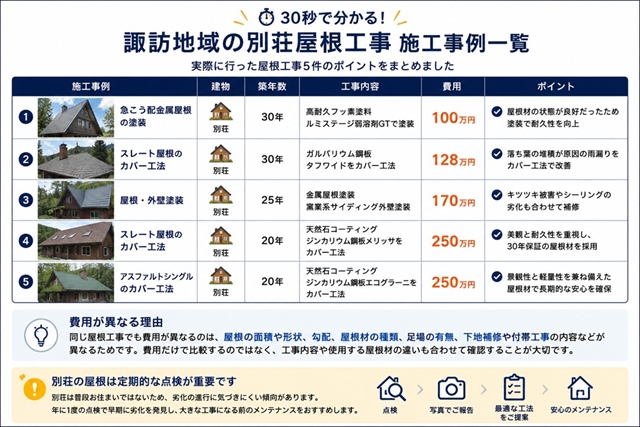 諏訪地域の別荘屋根工事施工事例5選｜屋根リフォームの費用と工法をご紹介1