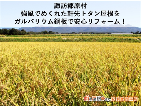 諏訪郡原村|強風でめくれた軒先トタン屋根をガルバリウム鋼板で安心リフォーム!